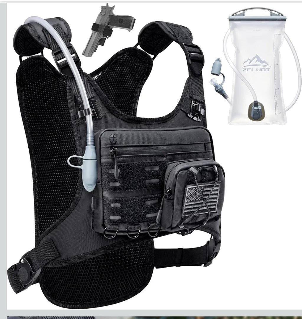 Zelvot Running Vest with 2L Water Bladder, Hydration Backpack, USA Original Patent, Lightweight Hydration Pack with Gear Holder, Reflective Chest Pack for Men Women for Marathon