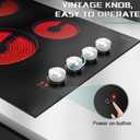 Karinear 30 Inch Electric Cooktop 4 Burners, Knob Control Ceramic Cooktop