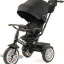 Bentley 6-in-1 Baby Stroller & Toddler Tricycle Officially Licensed Luxury Kids Bike, Convertible Travel Strollers & Kid Trike with Air Wheels, Canopy & Safety Features (6m-5y+ | Onyx Black )