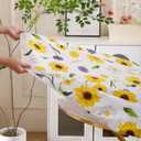Round Vinyl Fitted Tablecloth with Flannel Backing Elastic Edge Design Table Cover Waterproof Oil-Proof PVC Table Cloth Stain-Resistant Best for 37"-44" Round (Yellow Flower)