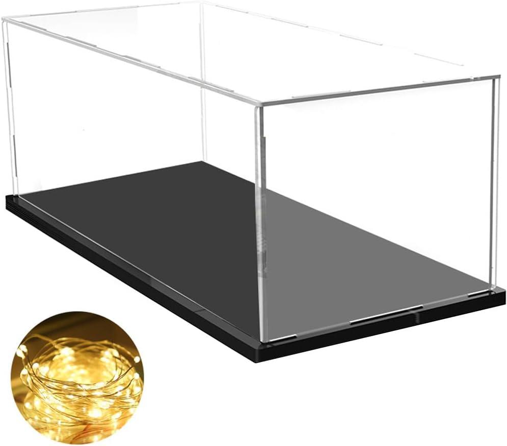 DuvinDD Acrylic Display Case for 1/8 Scale Model Car Large Lego Display Case for 42096 42083 Showcase Countertop Clear Display Box Dustproof Storage Acrylic Box with Black Base (23.6x11.8x7.8inch)