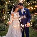 Large Will You Marry Me Neon Sign 31" x 20.9" Warm White LED Light Marry Me Light up Letters Proposal Wedding Decoration Romantic Neon Sign Wall Decor for Engagement Valentine's Day Marriage