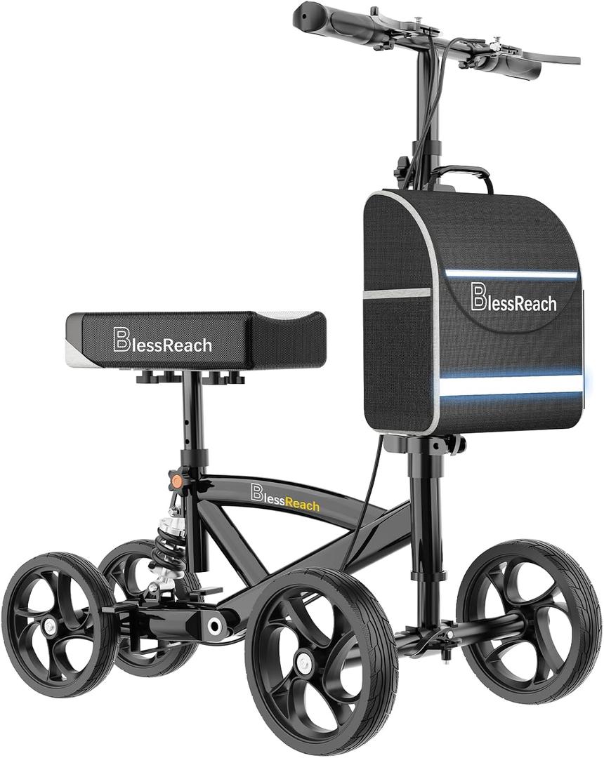 BlessReach Knee Scooter for Adults for Foot Injuries, Dual Braking System