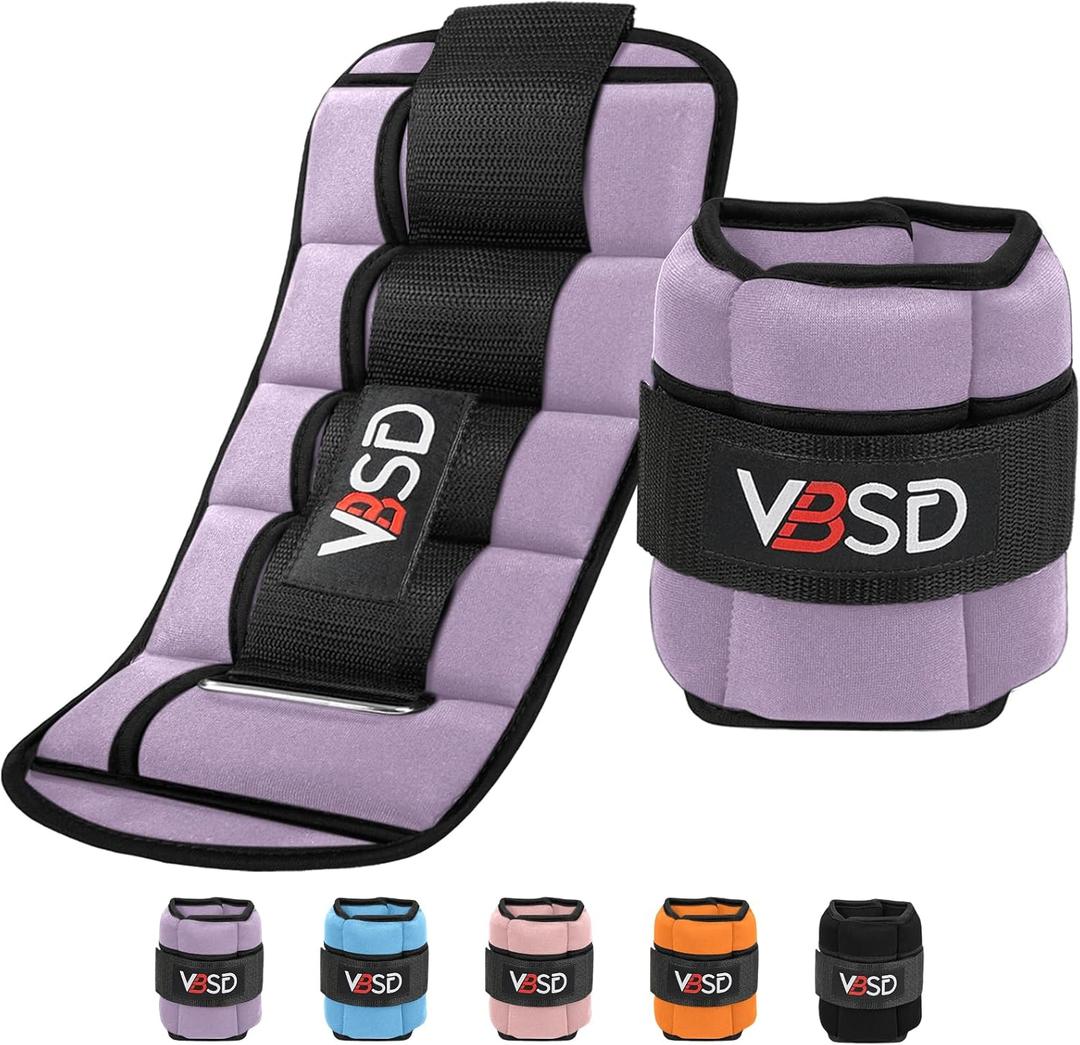 VBSD Adjustable Ankle Weights for Men Women, 10lb 1 Pair Leg Weight Straps, Weighted Ankle Weights Set for Gym, Yoga, Jogging, Walking, Aerobics, 5 lbs Each Ankle,, Lavender
