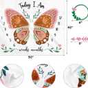 Boho Baby Blanket Butterfly Monthly Milestone Bohemian Floral Girl Photo Prop Sage Green and Pink Blanket Ideas for Personalized Baby Stuff Shower Newborn Decorations Nursery Gift Decor Mom