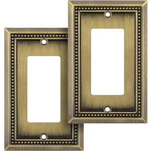 Henne Bery Sunken Pearls Heavy Duty Decorative Wall Plate Switch Plate Outlet Cover (Single Decorator, 2 Pack, Antique Brass)