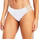 Tempt Me Women Strappy Bikini Bottom Full Coverage Bathing Suit Bottoms Swimsuit Bottom (Large, White)