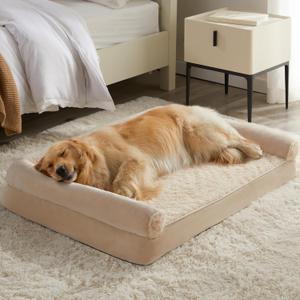 BFPETHOME Dog Beds for Large Dogs, Orthopedic Dog Bed for Medium Large Dogs,Big Waterproof Couch Pet Bed with Removable Washable Cover (36"L x 27"W x 6.5"Th, Beige)