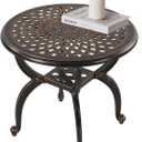 Cast Aluminum Outdoor Side Table,Small Patio Table,Outdoor Coffee Tables for Patio,Garden,Balcony, for All Weather (Copper, Round)