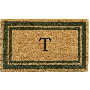 Calloway Mills Green Border 24" x 36" Monogram Doormat (Letter T)