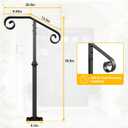 Handrails for Outdoor Steps, 1-2 Step Single Post Handrail, 38" H Rustproof Wrought Iron Stair Railing with Assembly Tool Kit for Concrete Steps, Wood Steps, Black