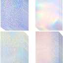 36 Sheets A4 Holographic Paper Sticker Transparent Waterproof Self Adhesive Film 11.7 x 8.3 Inches (Gem, Dot, Colorful, Star)