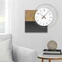 14x20 Inches Modern Wall Clock Battery Operated, Wooden Decorative Analog Clocks with Silent Quartz, Minimalist Art Decor for Living Room, Office, Bedroom