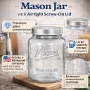 Kitchentoolz 64 oz Mason Jars Wide Mouth 2-Pack Half Gallon Glass Jar with Lid Large Mason Jars with Lids for Food Storage, Canning, and Fermenting