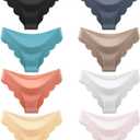 Teen Girls Seamless Bikini Underwear Big Girls Panties Hipster Underwear No Show Multipack. (13-14 Years, Black Light Blue White Pink)