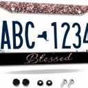License Plate Frame Pink Blessed Car Cover Tag Holder Frames for Women Metal Aluminum Rustproof License Plate Cover for Standard Us Canada License Plate Holder 12" x 6" (One Size)