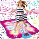 SUNLIN Dance Mat - Rhythm Step Play Mat - Dance Game Toy Pad with LED Lights, Gift for Kids Girls 3-12, Adjustable Volume, Built-in Music, 3 Challenge Levels, 35.4 X 36.6 Inches