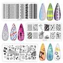 Nail Art Stamper Kit 12Pcs Stamping Template Nail Plates with 2 Nail Stamper 2 Scraper 1 Stamp Template Storage Bag Organizer