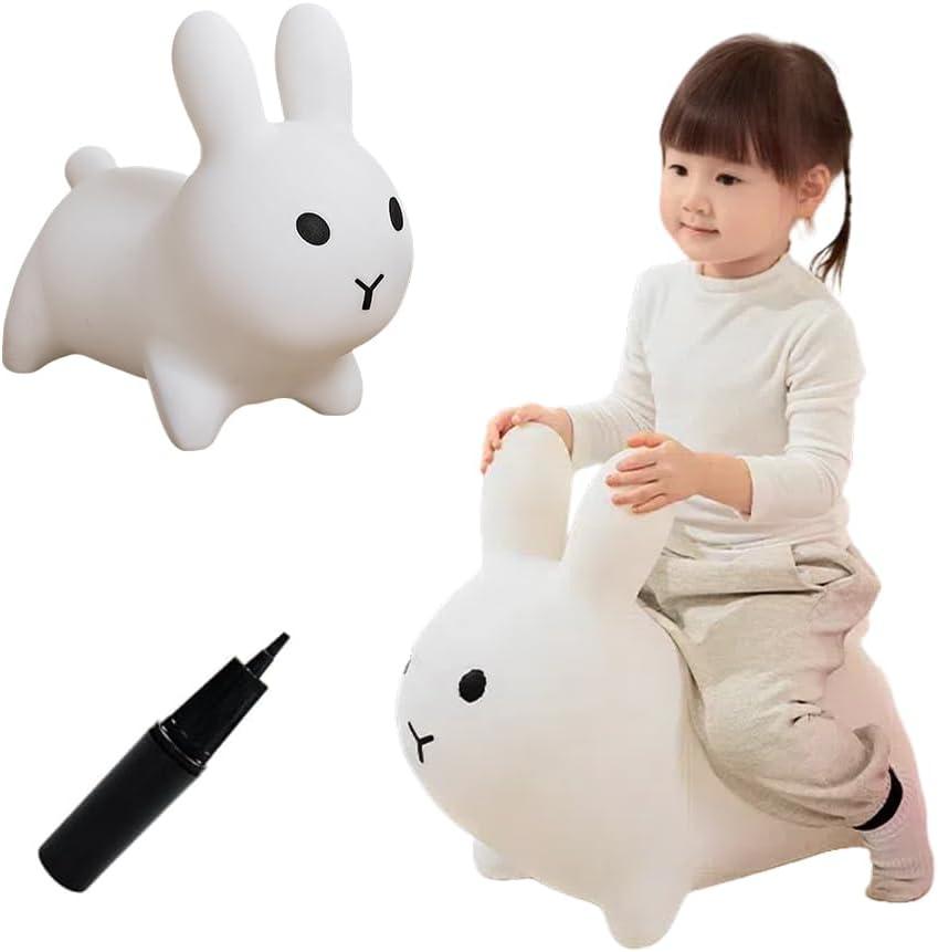Ximi Aomai Rabbit Jump Horse for Toddlers, Inflatable Animals Hopping Horse, Waddle Ride on Rubber Jumping Toys for Kids/ Boys/ Girls Baby First Birthday Gift 18 Month 1 2 3 4 Year Old Kid