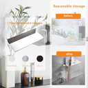 16Inch Stainless Steel Wall Mounted Floating Shelf Drilling or Shelf Adhesive Modern Room Decor Wall Shelf Floating Shelf for Bathroom Bedroom Decor (Chrome)