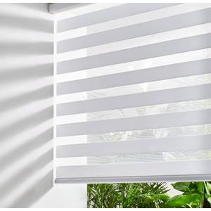 Persilux Cordless Zebra Roller Window Shades Free-Stop Roller Blinds (32" W X 72" H, White) Light Control for Day and Night, Light Filtering Sheer Roler Shades for Windows, Easy to Install