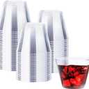 9 oz Clear Plastic Cups, 100 Pack Disposable Fancy Cup for Wedding, Cocktail Cups 9 Ounce, Bulk Clear Plastic Tumblers for Iced Coffee, Cold Beverage