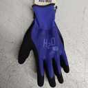 MUD Cobalt Blue H2O Double Dipped Full Latex Coated Palm Garden Work Gloves, Waterproof, Durable, Micro Surface Palm (1 Count)