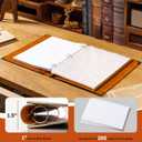Ovesmusl Leather 3 Ring Binder Fits 8.5"x11" Letter Size Paper, 1 Inch Round Ring Binder Holds 200 Sheets, Notepad Paper Cover Loose Leaf Organizer, Brown Tree