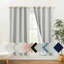 NICETOWN Grey Living Room Completely Shaded Linen Draperies, 2 Pieces, W52 x L72, Privacy Protection & Noise Reducing Ring Top Drapes, White Lined Insulated Window Treatment Curtain Panels