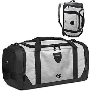 Gym Duffle Bag Backpack Waterproof Sports Duffel Bags Travel Weekender Bag for Men Women Overnight Bag with Shoes Compartment Grey