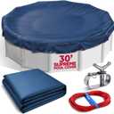 30 ft Round Pool Cover for Above Ground Pools, Above Ground Pool Cover, Swimming Pool Cover, Winter Pool Cover, Keeps Out Debris, Cold and UV Resistant, Supreme Mesh, Navy Blue