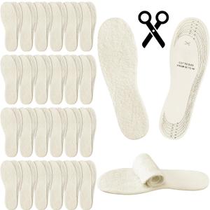 Janmercy 24 Pairs Unisex Wool Fleece Insoles Trim to Fit Winter Warm Fuzzy Boot Shoe Inserts Soft Cushioned Replacement Liners for Sneakers Boots Slippers Fits Adult Us Women's 5 to 12 /Men's 4 to 12