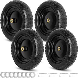 13'' 4.00-6'' Flat Free Solid Wheelbarrow Tire and Wheel, 4 Pack, 13"x4.00-6 Flat-free Tire - 4 Pack