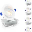 Ensenior 4 Pack 4 inch 5CCT LED Gimbal Led Recessed Light with Junction Box, 360+90 Adjustable Directional Eyeball Lighting, Dimmable, 2700K/3000K/3500K/4000K/5000K, 950LM, 10W=85W-ETL&FCC