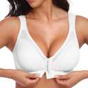 HACI Women's Front Closure Posture Bra Full Coverage Back Support Wirefree Unpadded, 44D