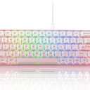 Womier 60% Keyboard Gaming Pink - Wired Creamy Mechanical Keyboard, WK68 Hot-Swappable RGB Custom Mini Key Board with Arrow Keys/Software Supported, Prelubrication Linear Switch (WK68-Pink)