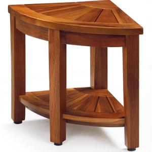 TEAKMAMA Teak Corner Shower Bench 18 Shower Stools for Inside Shower, Teak Corner Bench Waterproof Bath Chair, Bathroom Seat with Storage Shelf, Assembly Required