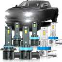 Fit for Dodge Ram 1500 2500 3500 2019-2025(without Projector Version) Light Bulbs, High/Low Beam Fog Light Bulbs Combo, 800% Brightness, 6000K Cool White, Plug and Play, Pack of 6