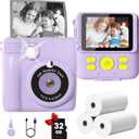 GKTZ Kids Camera Instant Print - 2.4" Eye-Care Digital Video Camera for Toddlers & Kids Ages 3-12, with 3 Rolls Paper & 32GB SD Card, 1080P, 18 Frames, Birthday Christmas Valentines Gifts for Girls
