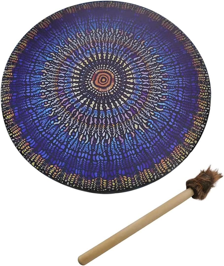 Shaman Drum 10 Inch Handmade Shamanic Drum Hand Drum With Drum Stick Tree of Life Sound Healing Tool For Spiritual Music, Reflection Meditation(Mosaic)