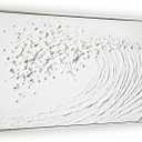 White Hand Painted Oil Painting Wall Art - Large Framed Ocean Waves 3D Textured Home Decor 48x24 Horizontal Canvas Minimalist Artwork Decoration for Living Room Bedroom