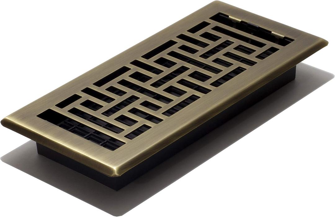 Decor Grates AJH410-A Oriental Floor Register, 4x10 Inches, Antique Brass Finish