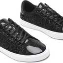 AISFAES Glitter Sparkly Low Top Sequins Lace Up Tennis Shoes Comfort Bling Fashion Shiny Walking Shoes (13 Women/11 Men)