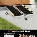 Protable Wheelchair ramp 2FT,Non-Slip Folding Aluminum Handicap Ramps,Threshold Ramps for Home,Holds up to 800lbs,Wheelchair ramp for Steps,Mobility Scooter,Stairs,Doorways (Non-Slip 2FT)