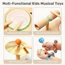 WINGYZ 11-in-1 Toddler Drum Set-Wooden Baby Musical Instruments for Toddlers 1-3 & Montessori Musical Toys,Music Table with Bongo Drums, Cymbals, Maracas & Wrist Bells for Early Rhythm Play, 16" L X 10.5" W X 10" H