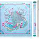 Mahjong Mat, Light Blue, 33x33 Inch, 3mm Thick, in Clear Tube, 33in×33in×0.12in