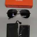 livho Sunglasses for Men Women Aviator Polarized Metal Mirror UV 400 Lens Protection (Black Grey)