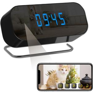 Wireless Smart Clock Mini Camera HD 1080P WiFi Video Recorder Nanny Cam with Motion Detection Remote View Night Vision Indoor Security Camera for Baby/Pet/Home