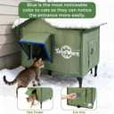 Heated Cat House for Outside Outdoor Cat House with Elevated Base Cat-Attracting Eave Design Feral Stray Shelter Weatherproof in Winter Garage Yard Porch, Size M