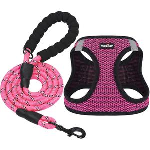 Dog Harness Step-in Breathable Puppy Cat Dog Vest Harnesses for Small Medium Dogs (M (Chest 13.5''-16.5'', Weight 10-15 lb), Pink)